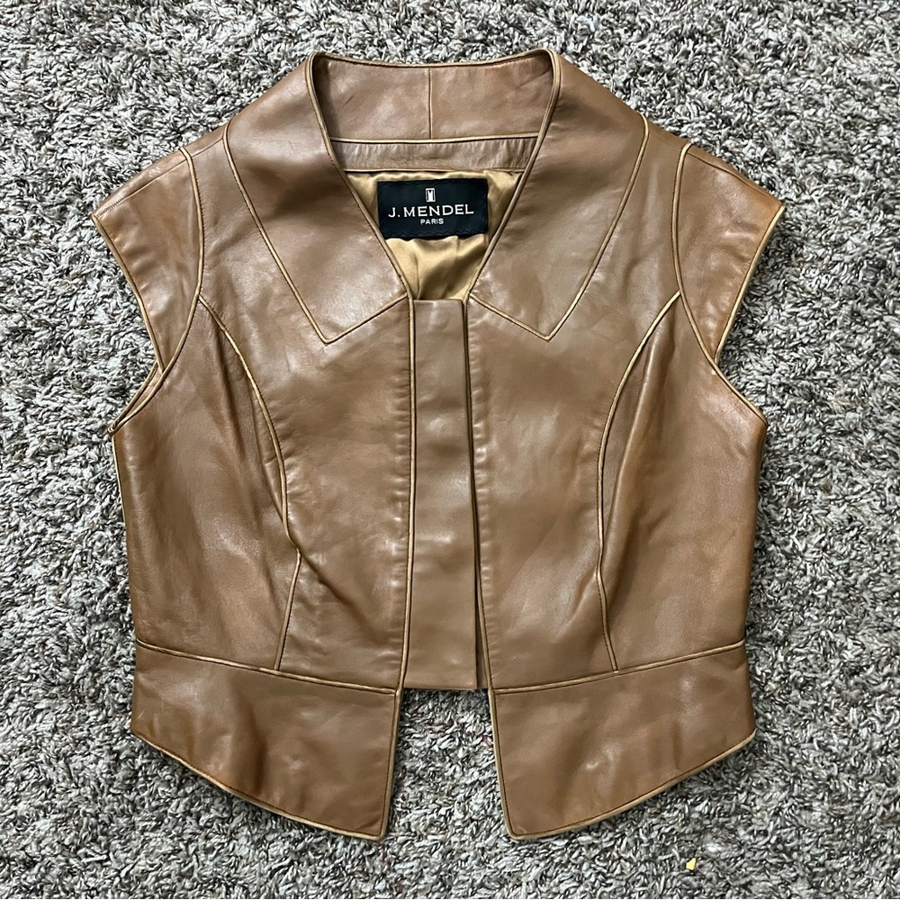 J. Mendel $2500 leather and silk vest brown small